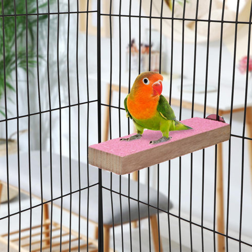 Parrot Wooden Perch Platform Playground for Macaw, African Greys, Budgies, Cockatiels, Random Color Cage Accessories