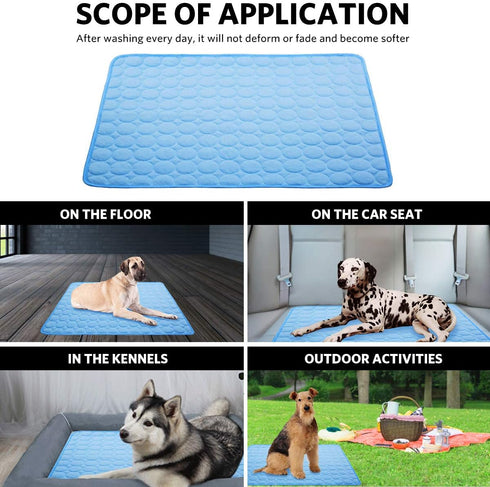 Dog Cooling Mat for Dogs & Cats, Pet Cooling Blanket, Outdoor Car Seats Beds (Blue, 28IN * 40IN)
