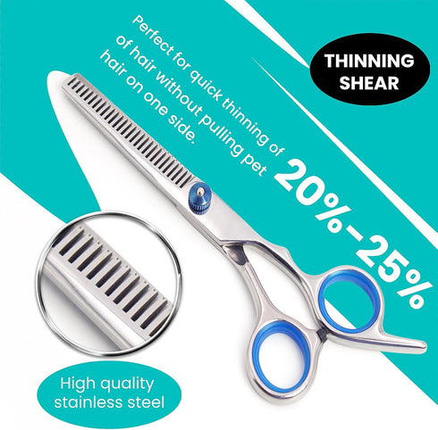 7 1 Set MEDUWEDU in Dog Grooming Scissors with Safety Round Head, Sharp and Durable, with Two Stainless Steel Combs