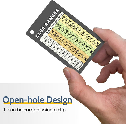 Golf Club Range Chart Card, Easy Carry Credit Card Size, Sturdy Golf Yardage Card for Seasoned Golfers
