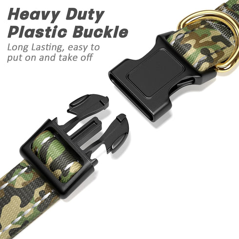 Reflective Cute Camouflage Dog Collar, Soft Nylon Adjustable Pet Collar for Small Dogs, Quick Release Buckle for