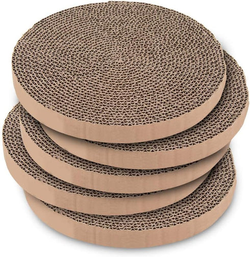 Best Pet Supplies Scratch and Spin Cat Scratcher Replacement Pads - 5 Count, Natural Recycled Cardboard