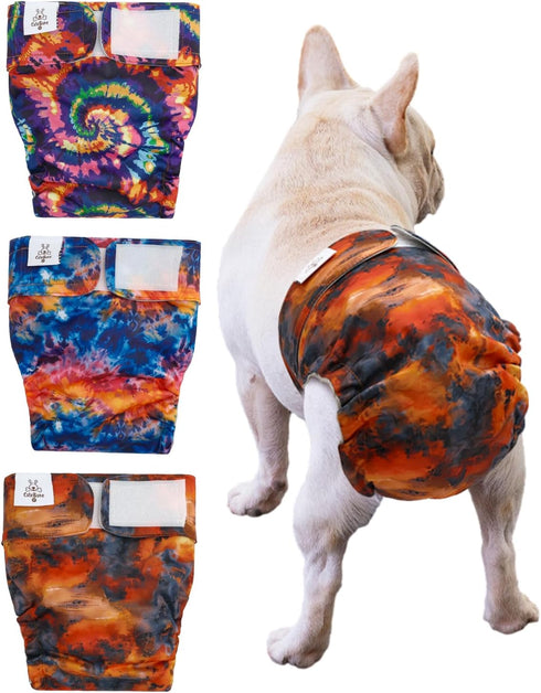 CuteBone Washable Dog Diapers Female No Tail Hole 3 Pack Reusable Doggie