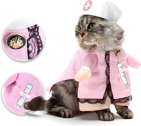 NACOCO Dog Cat Nurse Costume Pet Nurse Clothing Halloween Jeans Outfit Apparel (S)