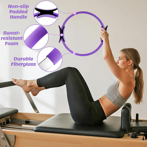 GQIRIL Set 12PCS 10'' Pilates Equipment for Women - Pilates Starter Accessories Kit with Ball, Magic Circle, Yoga Ring