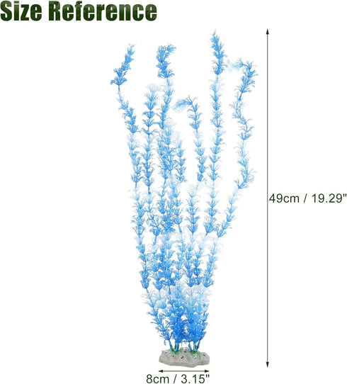 Large Aquarium Plastic Plants, Tall Aquarium Plants for Fish Tanks Decor, 19.29" Height (Blue White, 2pcs)