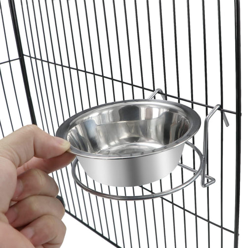 Wontee Stainless Steel Pet Bowl, Hanging Food Water Bowls for Birds, Parrots, Small Dogs and Cats (S)