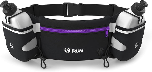 Hydration Running Belt with Bottles - Water Belts for Men and Women, iPhone Running Belt, Fuel Marathon Waist Pouch