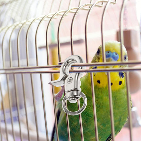 10pcs Stainless Steel Pet Birds Cage Metal Hook Clip Iron - Escape Pet Bird Cage Door Buckle Lock Claw Trigger Snap Hook for Bird Cage Silver