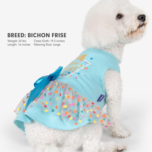 cyeollo Dog Birthday Dress Party Tulle Dresses for Small Dogs, Puppy Clothes Girl Pet Cat Holiday Outfit Apparel, Blue,