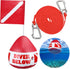 Maitys Heavy Duty PVC Dive Flag Float Set, Inflatable Signal Floater with Dive Flag and Freediving Lanyard
