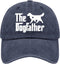 Golden Retriever Hat, The Dogfather Baseball Cap for Men, Vintage Adjustable Dad Hat Navy Blue