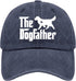 Golden Retriever Hat, The Dogfather Baseball Cap for Men, Vintage Adjustable Dad Hat Navy Blue
