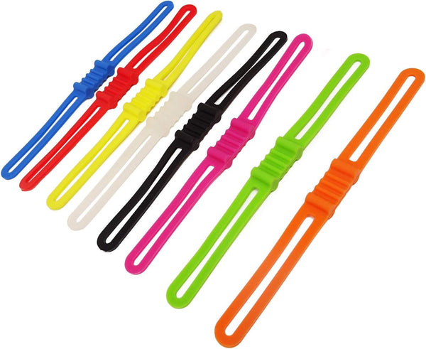 Honbay 8PCS Silicone Elastic Strap, Flashlight Torch Mount Fixed Bands for Cycling Bike (8 Colors, 7.87Inch)