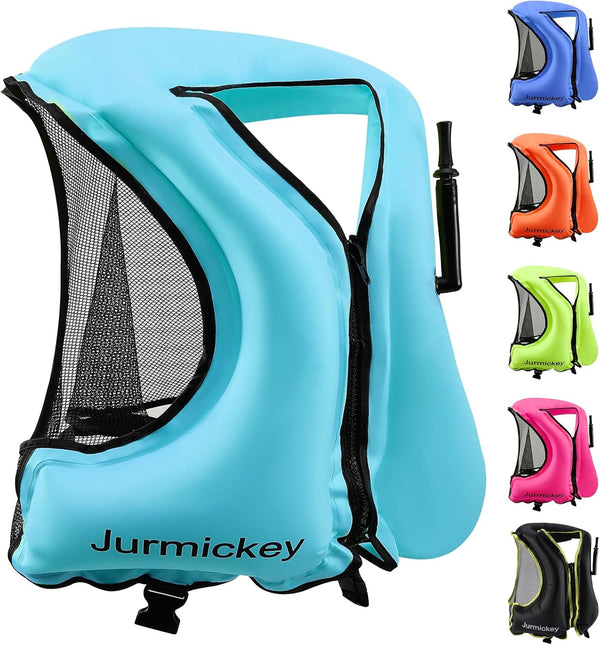 Inflatable Snorkel Vest for Adults, Portable Swim Jacket & Buoyancy Vest for Snorkeling, Swimming, Kayaking