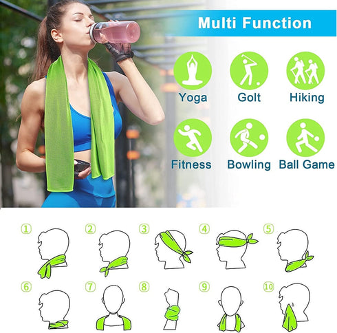 Vhger 4 Pack (40"x 12"), Cooling Towel, Ice Towel Microfiber Towel, Soft Breathable Chilly Towel Stay Cool for Yoga
