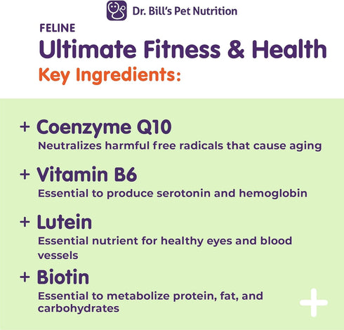Dr. Bill’s Feline Ultimate Fitness & Health - Cat Multivitamin Powder for Weight Control, Joint, Brain, Heart & Immune