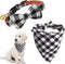 KUDES 2 Pack Adjustable Small Dog Collar Breakaway and Bandana Set with Bell, Black Plaid, S(9.8"-14")