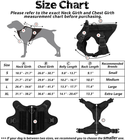 rabbitgoo Tactical Dog Harness for Large Dogs - Heavy Duty No-Pull Service Vest, Adjustable Military Harness for