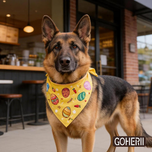 1 Pack Easter Dog Bandana, Colorful Easter Egg Puppy Scarf, Adjustable Triangle Double-Layer Reversible, Soft