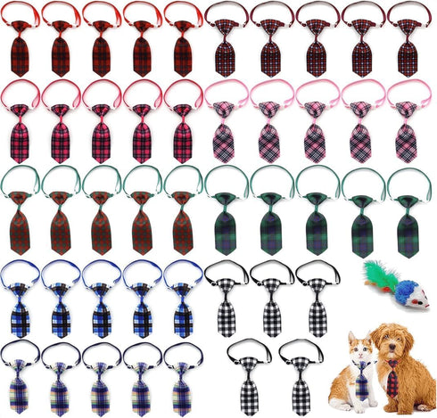 90 Pack Pet Bow Ties and Collar Bows, Adjustable Dog Cat Bowties and Bowknots, Cute Fashionable Design for Small and
