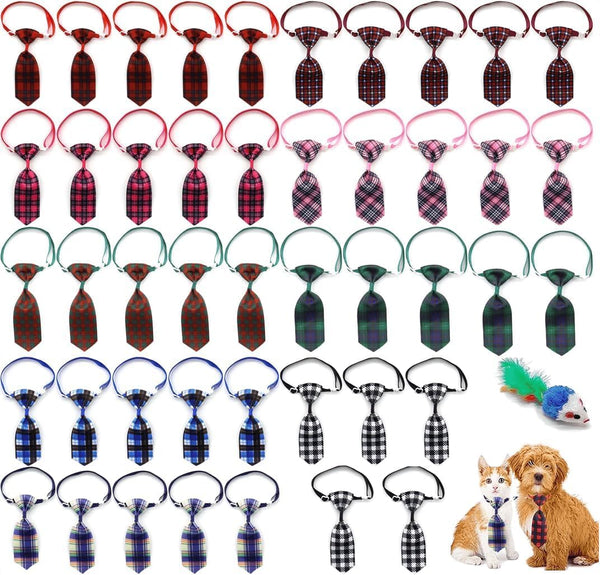 90 Pack Pet Bow Ties and Collar Bows, Adjustable Dog Cat Bowties and Bowknots, Cute Fashionable Design for Small and