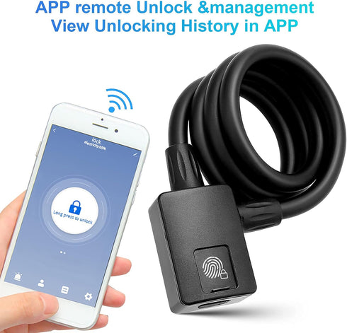 MYPIN Bluetooth Fingerprint Bike Lock, Anti-Theft Waterproof, 1M Cable, Combination Lock with Fingerprint & Bluetooth