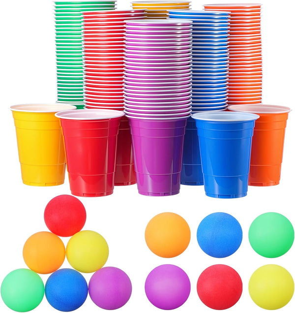 Qinyoung 228 Pcs Cups and Balls Game Set for Party, Plastic Flip Cup