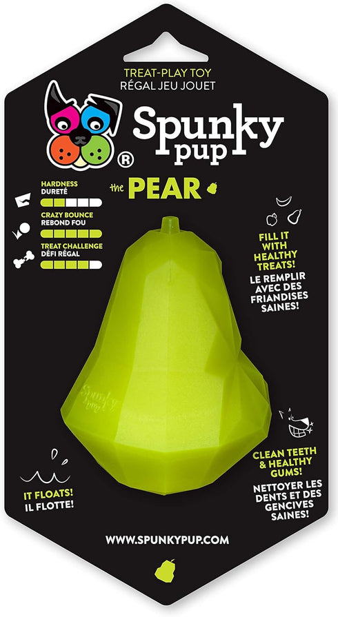 Spunky Pup Interactive Treat Play Dog Toy | Holding Treats for Dogs | Promotes Healthy Teeth & Gums | Pear