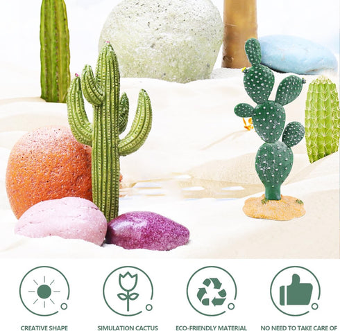 YOLUFER 2Pcs Reptile Cactus Plants Terrarium Decoration Faux Reptile Terrarium Cactus Plant Landscape Decoration