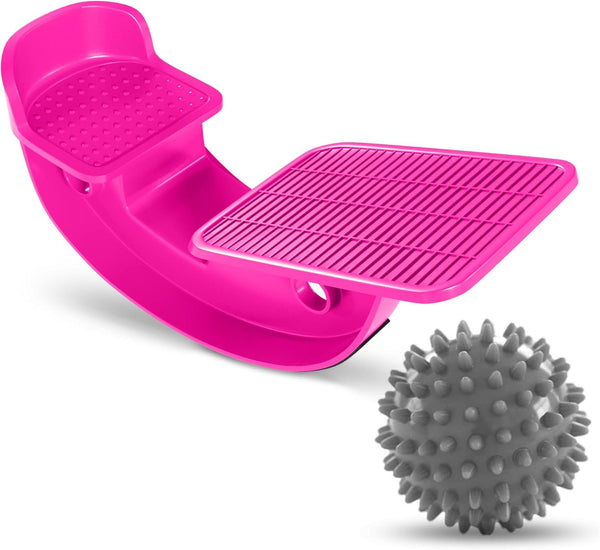 ProHeal Pink Plantar Fasciitis Relief Foot Rocker, Calf Stretcher with Spiked Ball Massager