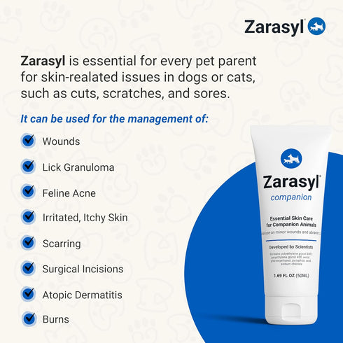 1.69 oz. Zarasyl Companion Essential Skin Care Ointment for Cats and Dogs, Protects & Moisturizes Skin & Tissues