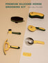 Furrishine 9 Set Horse Grooming Kit, Piece Grooming Brush with Silicone Curry Comb for Bathing & Shedding Pasture Glow