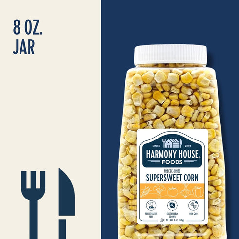 100% Harmony House Premium Sweet Corn Freeze-Dried - Natural, Healthy Snack Foods