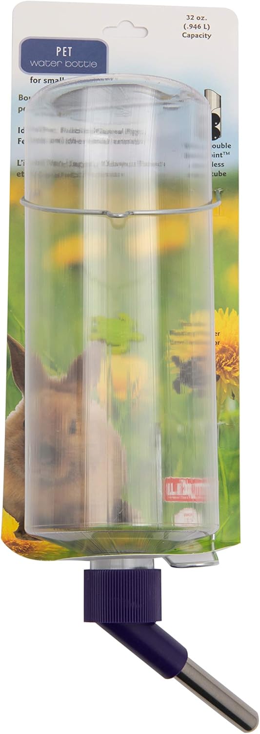 Lixit Standard Cage Water Bottles, 32 Ounce, Clear, for Rabbits, Ferrets, Guinea Pigs, and Other Small Animals