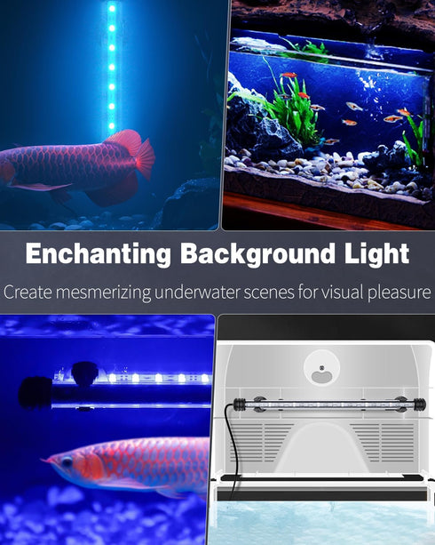 Pawfly 4.2 W Aquarium LED Light, 15.2 Inch Underwater Fish Tank Light with Timer and 8 Lighting Modes