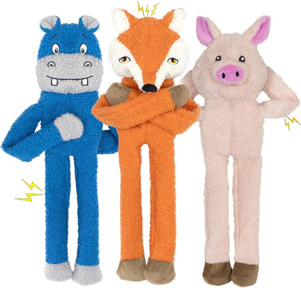 3 Pack No Stuffing Dog Toys Crinkle Squeaky Interactive Plush Dog Toy,