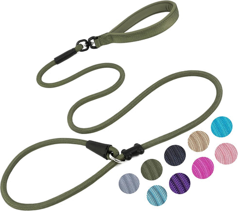 Slip Lead Dog Leash, 6ft - Strong Nylon Rope, Anti-Choking, Anti-Pull for Small Medium Large Dogs (Army Green)