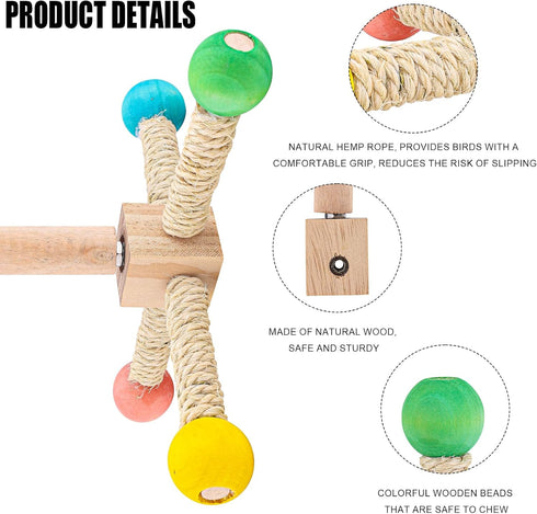 Gosknor 360 Bird Stand Perch Toy, Premium Wooden Interactive Spinning Parakeet Toys Degree Free Rotation Practical Bird