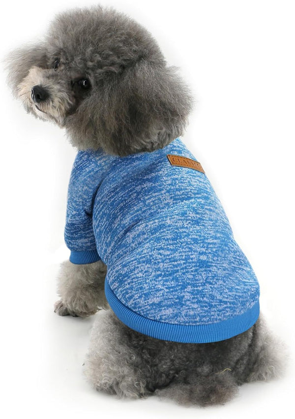 Idepet Soft Fleece Dog Coat, Classic Knitwear Sweater for Small Dogs (XXS, Blue), Thickening Warm Pup Dogs Shirt Winter