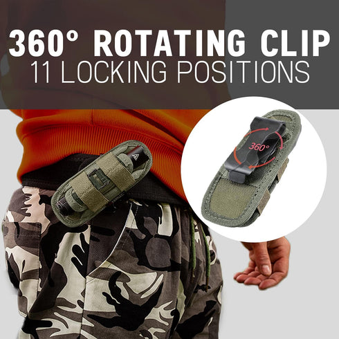 TH1 Tactical Flashlight Holster Duty Belt Pouch with Stretchable Rotatable Clip for Security Belt