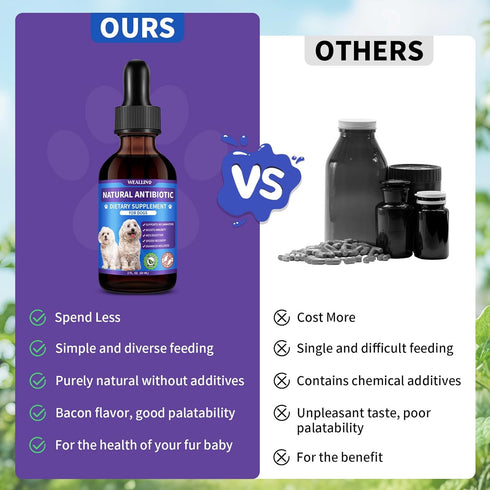 2PCS Immune 120 ml/4 Oz Dog Antibiotics Support - Natural Antibiotics Care for Dogs Herbal Supplement for Cough Allergy