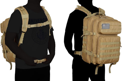 QT&QY 45L Military Tactical Backpack, Molle Army Assault Pack, Hiking Rucksack
