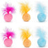 Furry Rattle Ball Cat Toy with Feather and Catnip, Interactive Pom Pom Balls for Cats, 2 Inch, 6 Pack