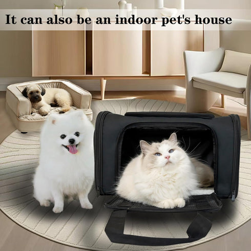 Top tasta Dog Cat Carrier: Portable Foldable Carrier for Small Medium Large Cats Dogs Under 25 Lbs, Black Large