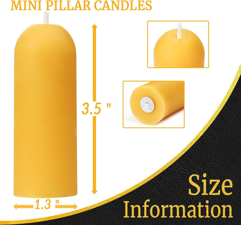 16 Packs Candles,8 Natural Beeswax Pillar Hour Long Burn Time Emergency Candles - Unscented,Smokeless and Dripless