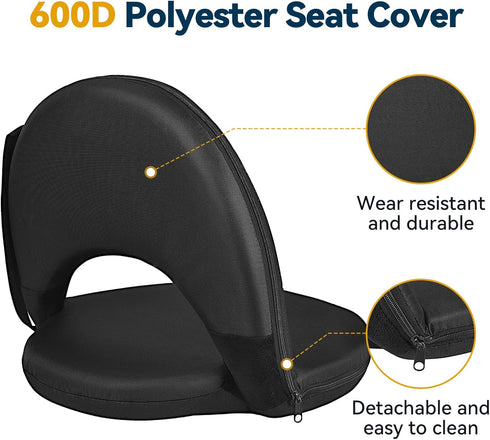 VSTKEN 6 Floor Chair - Reclining Stadium Seats with Back Support, Position Adjustable - Portable Beach Chair