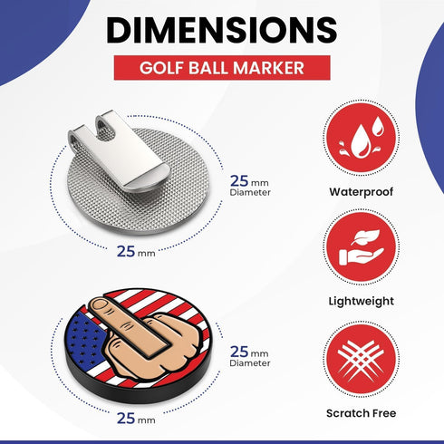 Ultimate Middle Finger Golf Ball Marker with Magnetic Hat Clip, Funny Golf Accessories for Golf Lovers