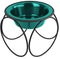 Platinum Pets Olympic Single Diner Feeder, Small, Caribbean Teal, with Stainless Steel Dog Bowl