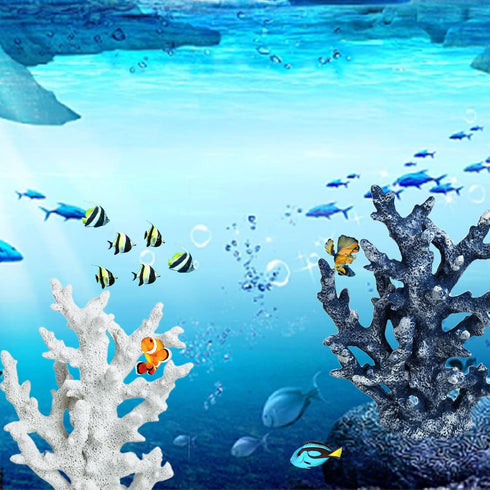 PINVNBY Blue Artificial Coral Ornament Underwater Craft Resin Aquarium Sea Plants Decoration Fish Tank Landscape